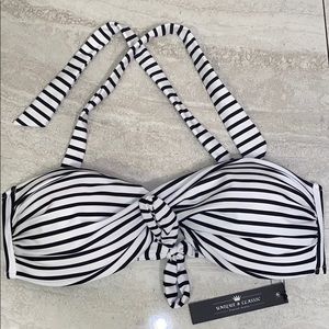 Unique & Classic bikini twist stripe top XL NWT